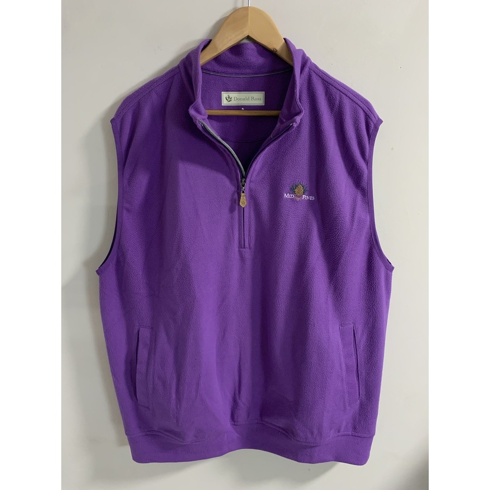 Donald Ross Knit 1/4 Zip Vest Mens XL Purple Mid Pines Embroidered Golf Hiking